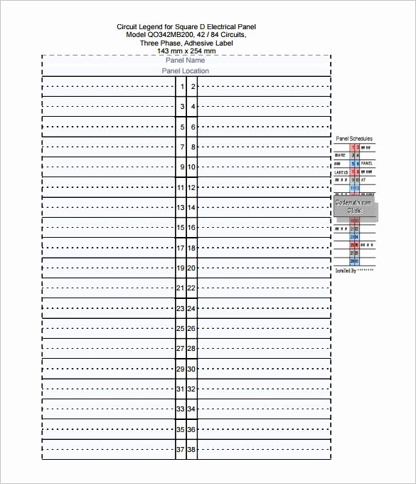 Breaker Box Label Template Awesome Panel Schedule Template 3 Free Excel Pdf Documents