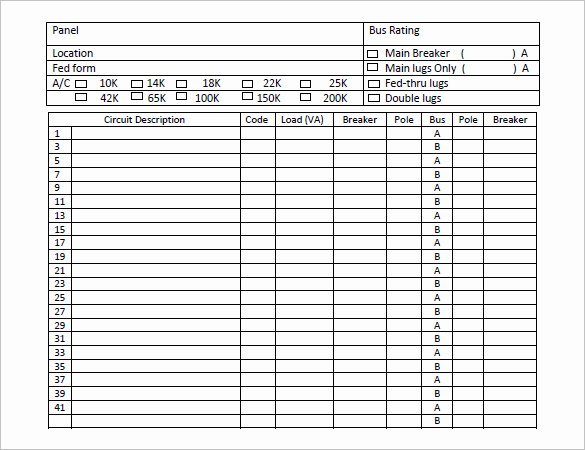 Breaker Box Label Template Fresh 19 Panel Schedule Templates Doc Pdf