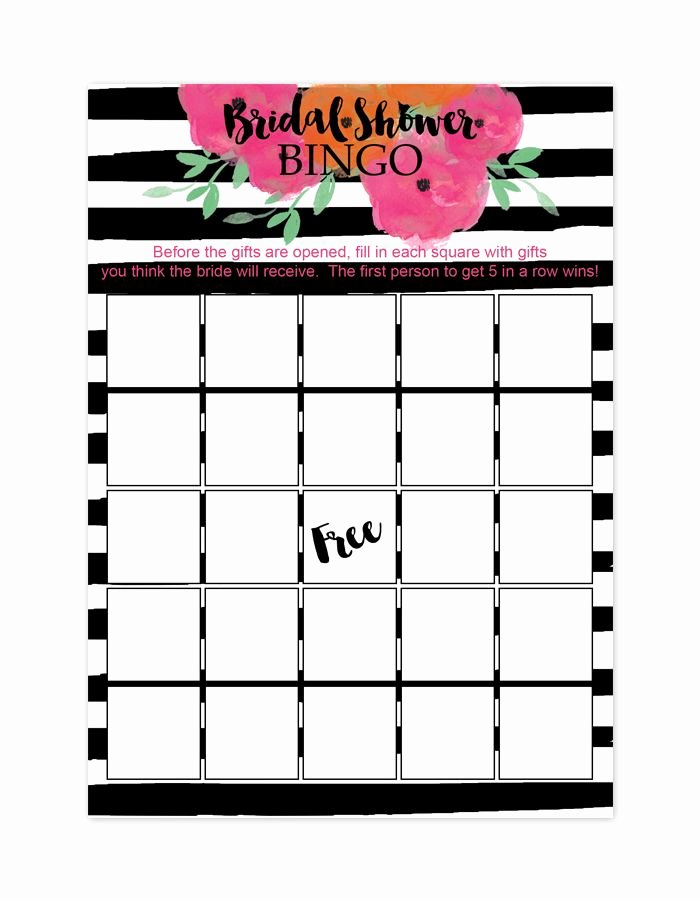 Bridal Bingo Template Best Of Floral Striped Bridal Shower Bingo