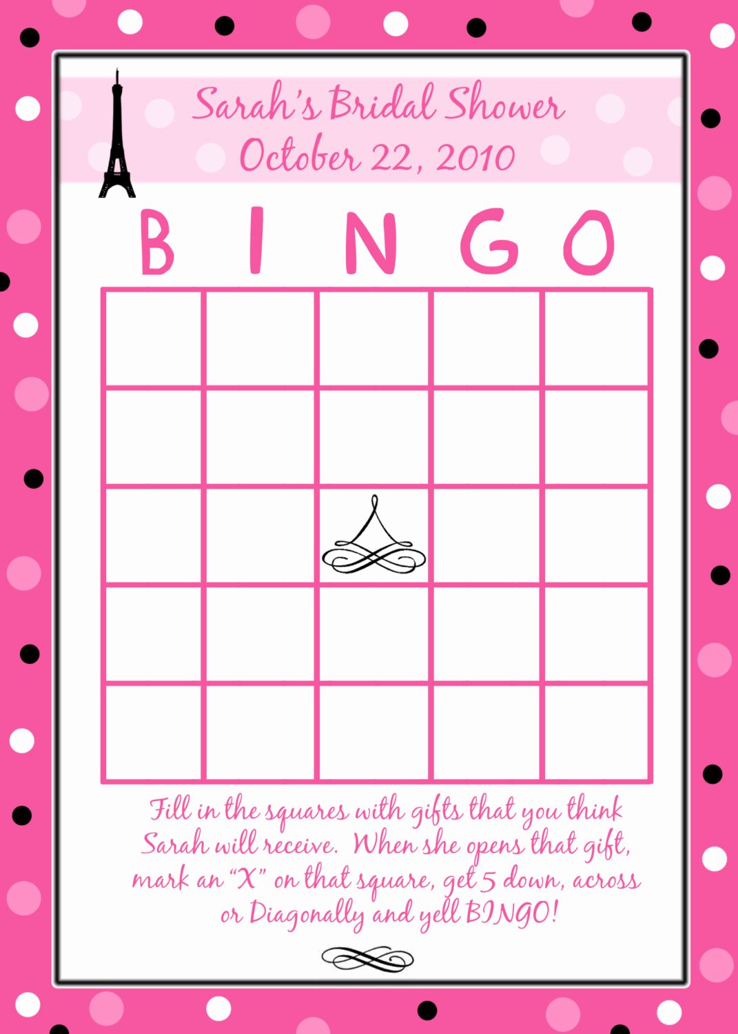 Bridal Bingo Template Unique 24 Personalized Bridal Shower Bingo Cards Paris Style