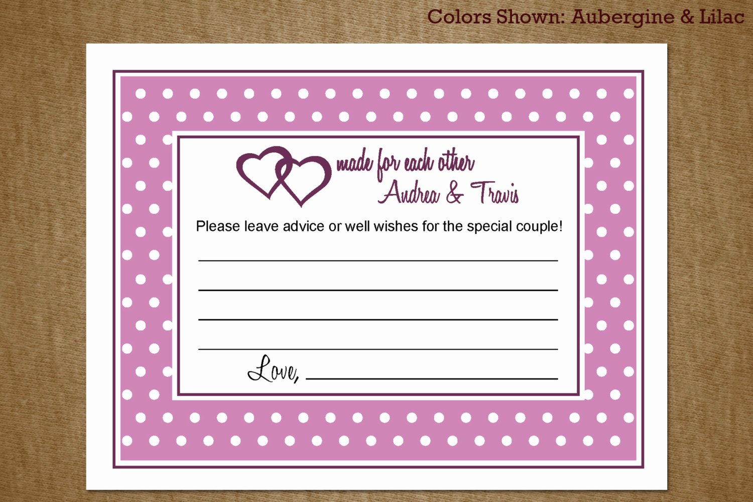 Bridal Shower Advice Cards Awesome Bridal Shower Advice Card and Well Wishes by