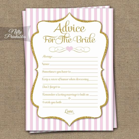 Bridal Shower Advice Cards Beautiful Bridal Shower Advice Cards Pink &amp; Gold Bridal Shower Games