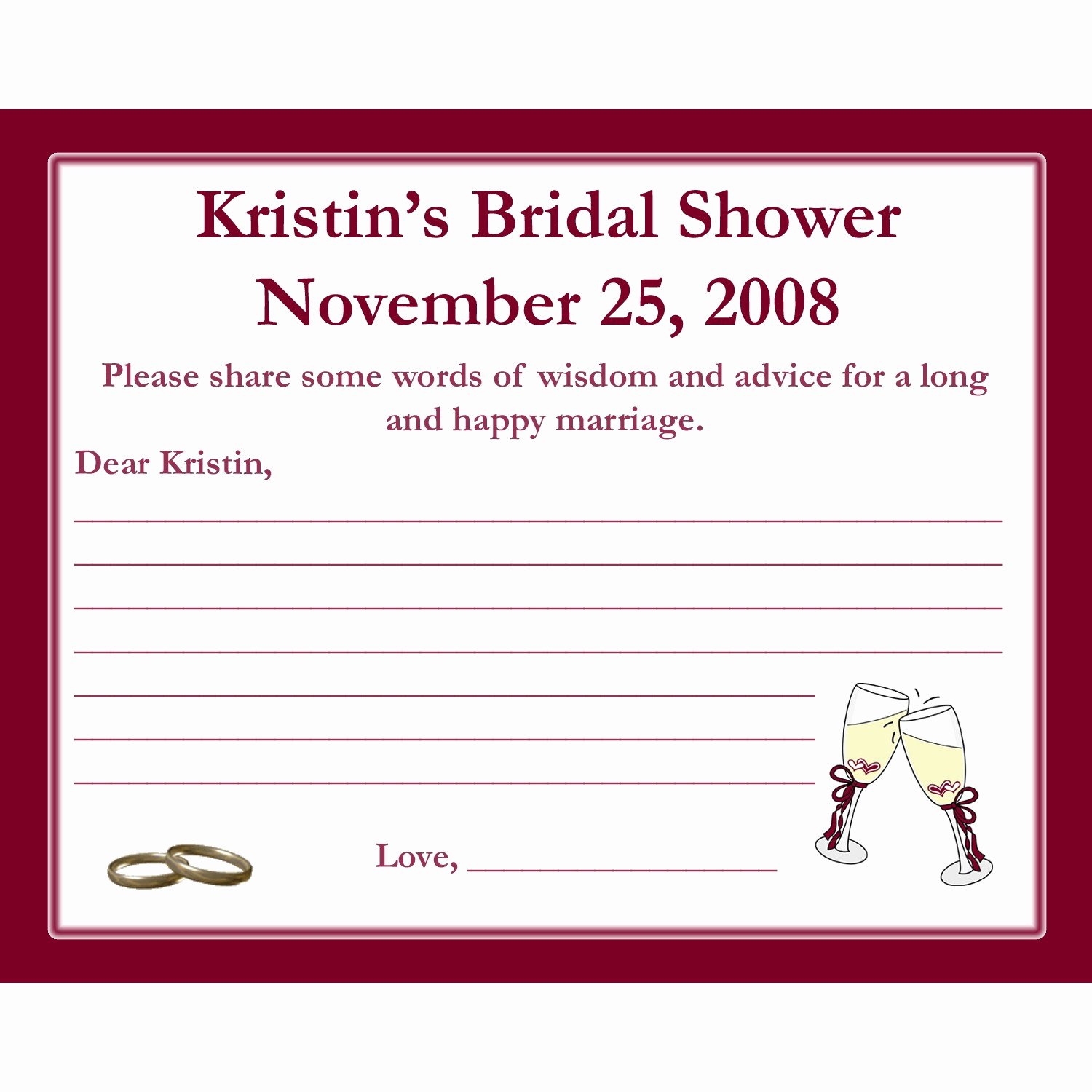 Bridal Shower Advice Cards Best Of 24 Bridal Shower Advice Cards Champagne Glasses