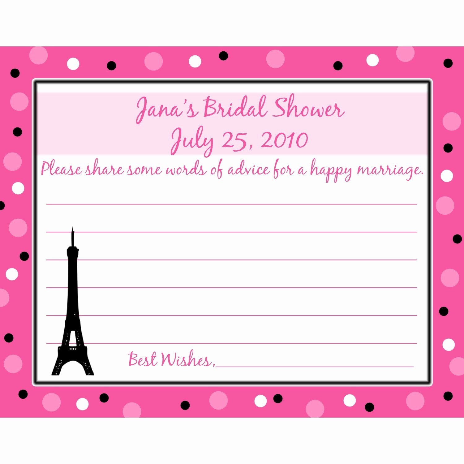 Bridal Shower Advice Cards Elegant 24 Bridal Shower Advice Cards Paris Romance