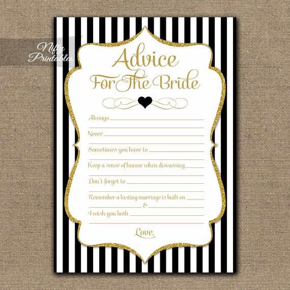 Bridal Shower Advice Cards Elegant Bridal Shower Advice Cards Black &amp; Gold Bridal Shower Games