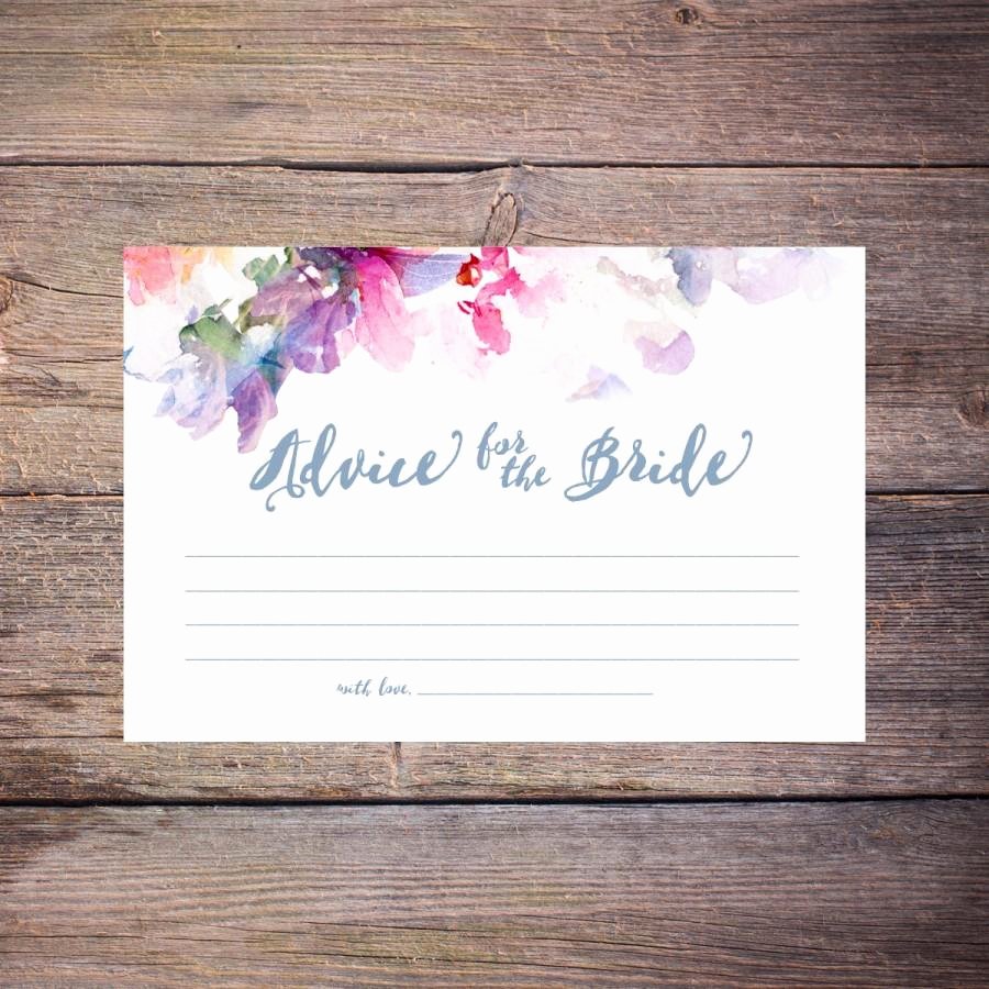 Bridal Shower Advice Cards Fresh Flower Watercolor Bridal Shower Advice Cards Printable