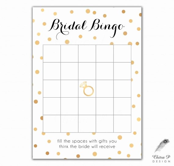 Bridal Shower Bingo Template Awesome Black &amp; Gold Bridal Shower Bingo Cards Printed or Printable