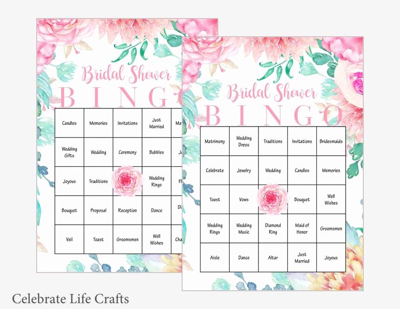 Bridal Shower Bingo Template Elegant 100 Bridal Bingo Cards Floral Bridal Shower Bingo Game