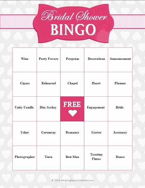 Bridal Shower Bingo Template Free Awesome Free Bridal Shower Bingo Game