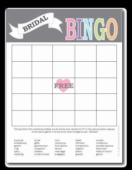 Bridal Shower Bingo Template Free Awesome Printable Bridal Shower Bingo Cards Print From Home