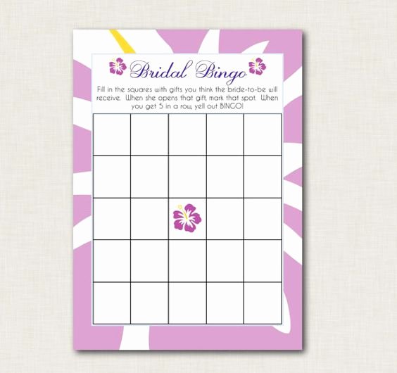 Bridal Shower Bingo Template Free Elegant Hawaiian Bridal Showers Bridal Shower Bingo and Bingo On