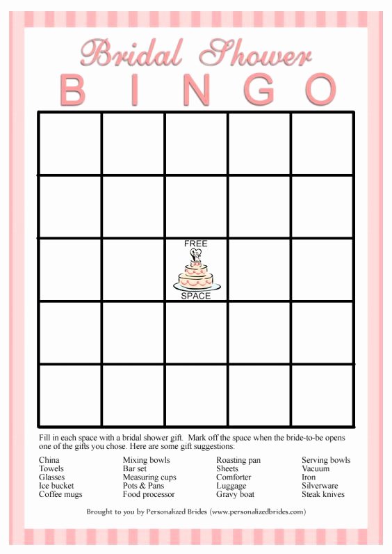 Bridal Shower Bingo Template Free Fresh Bridal Bingo Template