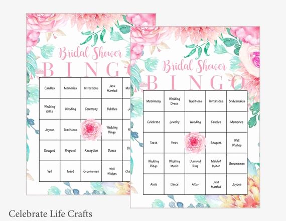 Bridal Shower Bingo Template Free Lovely 100 Bridal Bingo Cards Floral Bridal Shower Bingo Game