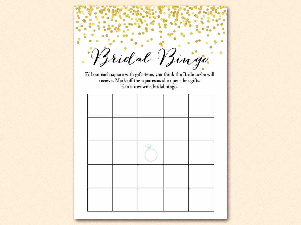 Bridal Shower Bingo Template Free Luxury Gold Confetti Bridal Shower Game Mega Pack Magical Printable