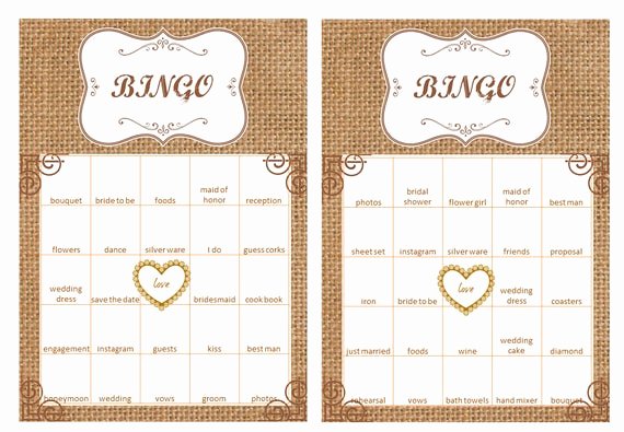 Bridal Shower Bingo Template Fresh 40 Bridal Shower Bingo Cards Prefilled with Bridal Shower