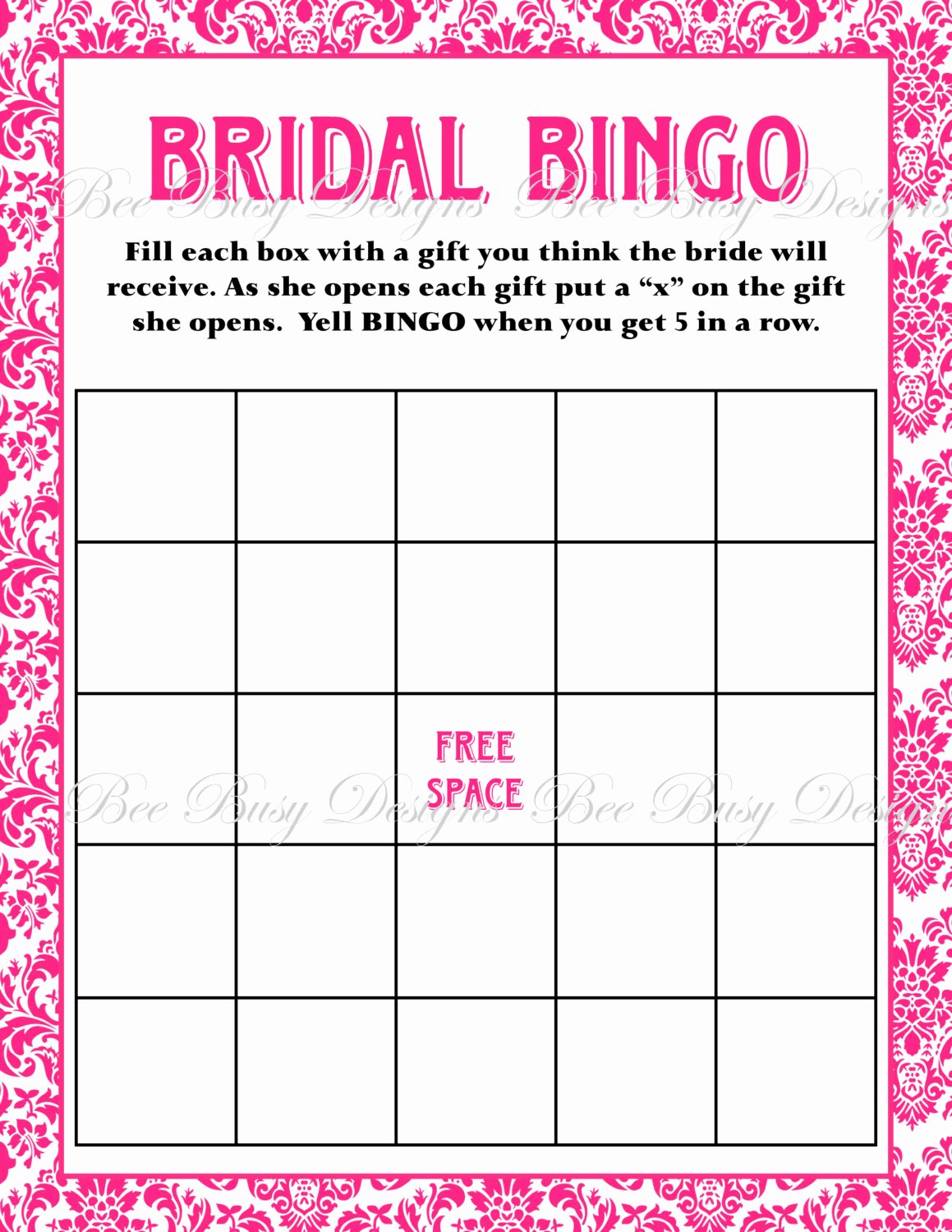 Bridal Shower Bingo Template Fresh Bridal Bingo Template