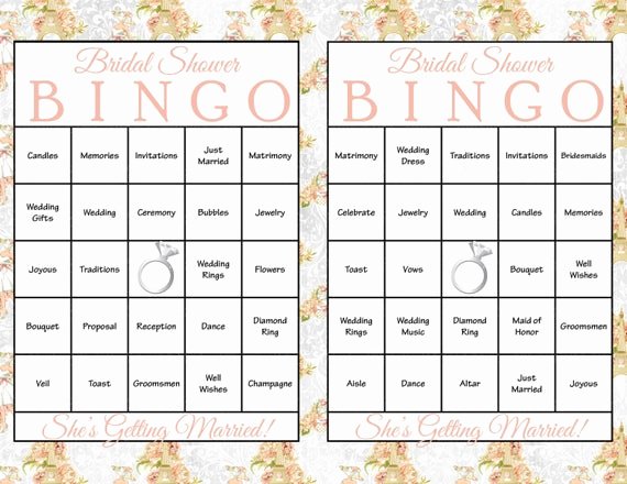 Bridal Shower Bingo Template Lovely 30 Bridal Bingo Cards Bridal Shower Bingo Game Prefilled