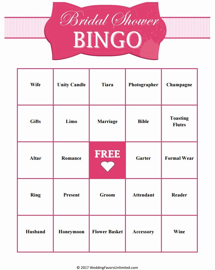 Bridal Shower Bingo Template Unique 11 Free Printable Bridal Showers Bingo Cards