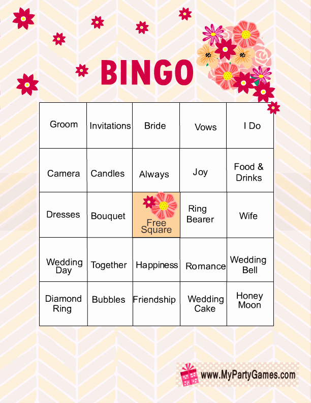 Bridal Shower Bingo Template Unique Free Printable Bridal Shower Bingo Game Cards