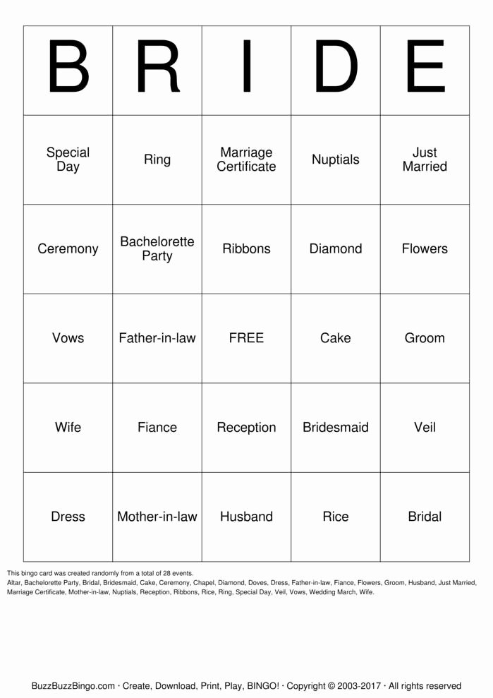 Bridal Shower Bingo Templates Beautiful Bridal Shower Bingo Cards to Download Print and Customize