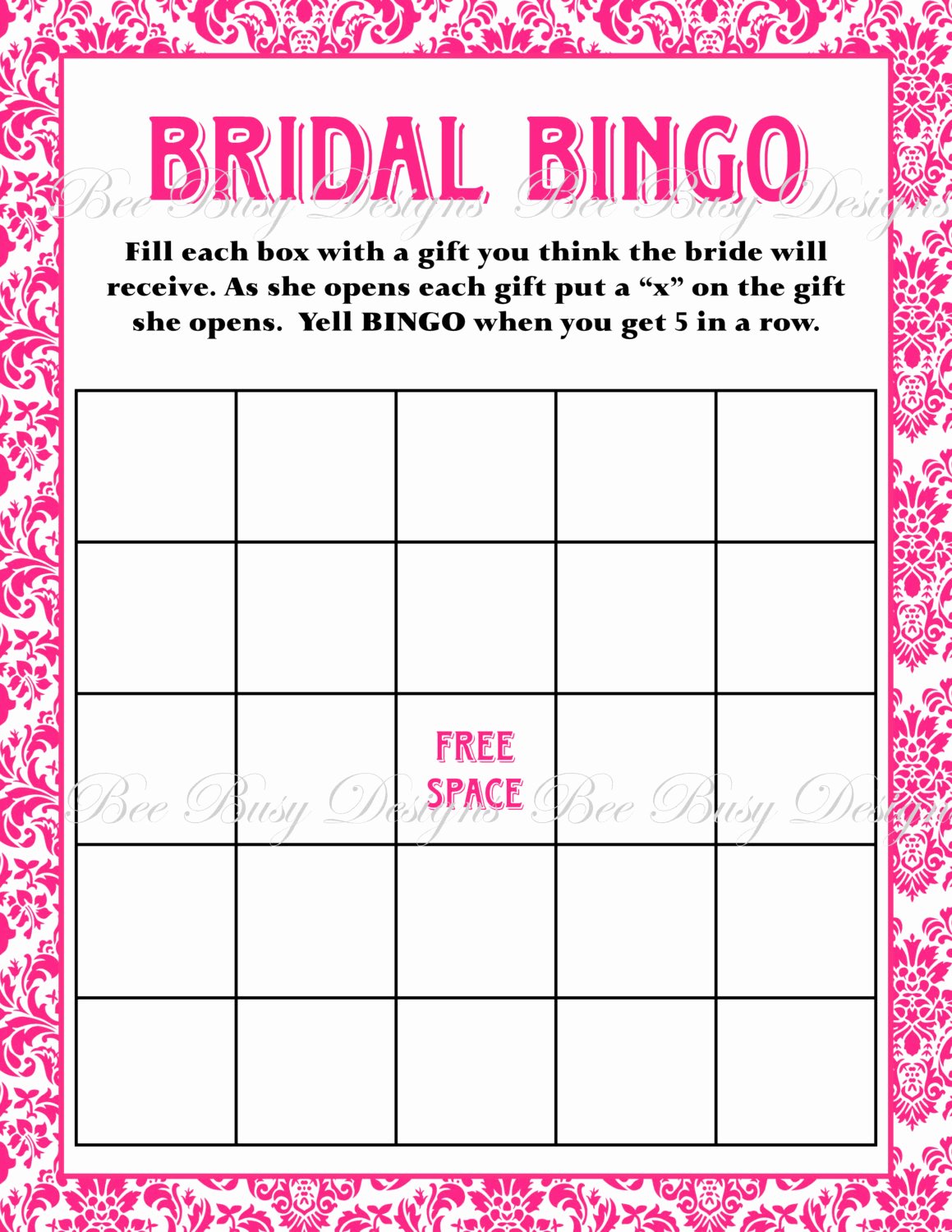 Bridal Shower Bingo Templates Inspirational Bridal Bingo Template