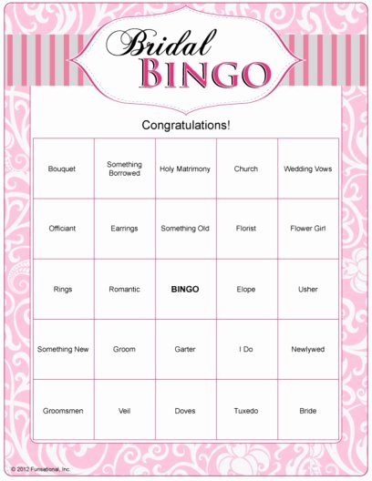 Bridal Shower Bingo Templates Unique Bridal Bingo Template