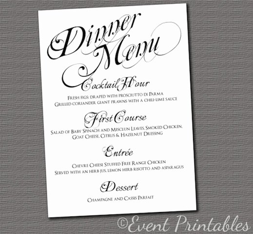 Bridal Shower Menu Template Beautiful 6 Best Of Free Printable Dinner Menu Cards Dinner