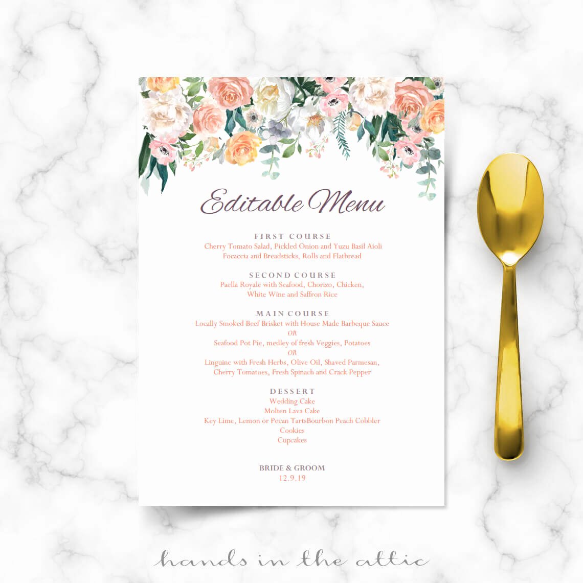 Bridal Shower Menu Template Best Of Secret Garden Vintage Flowers Menu Template