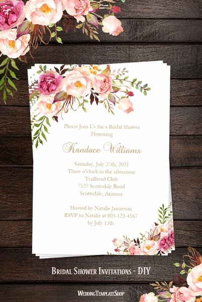 Bridal Shower Menu Template Fresh Bridal Shower Invitation Template Romantic Blossoms