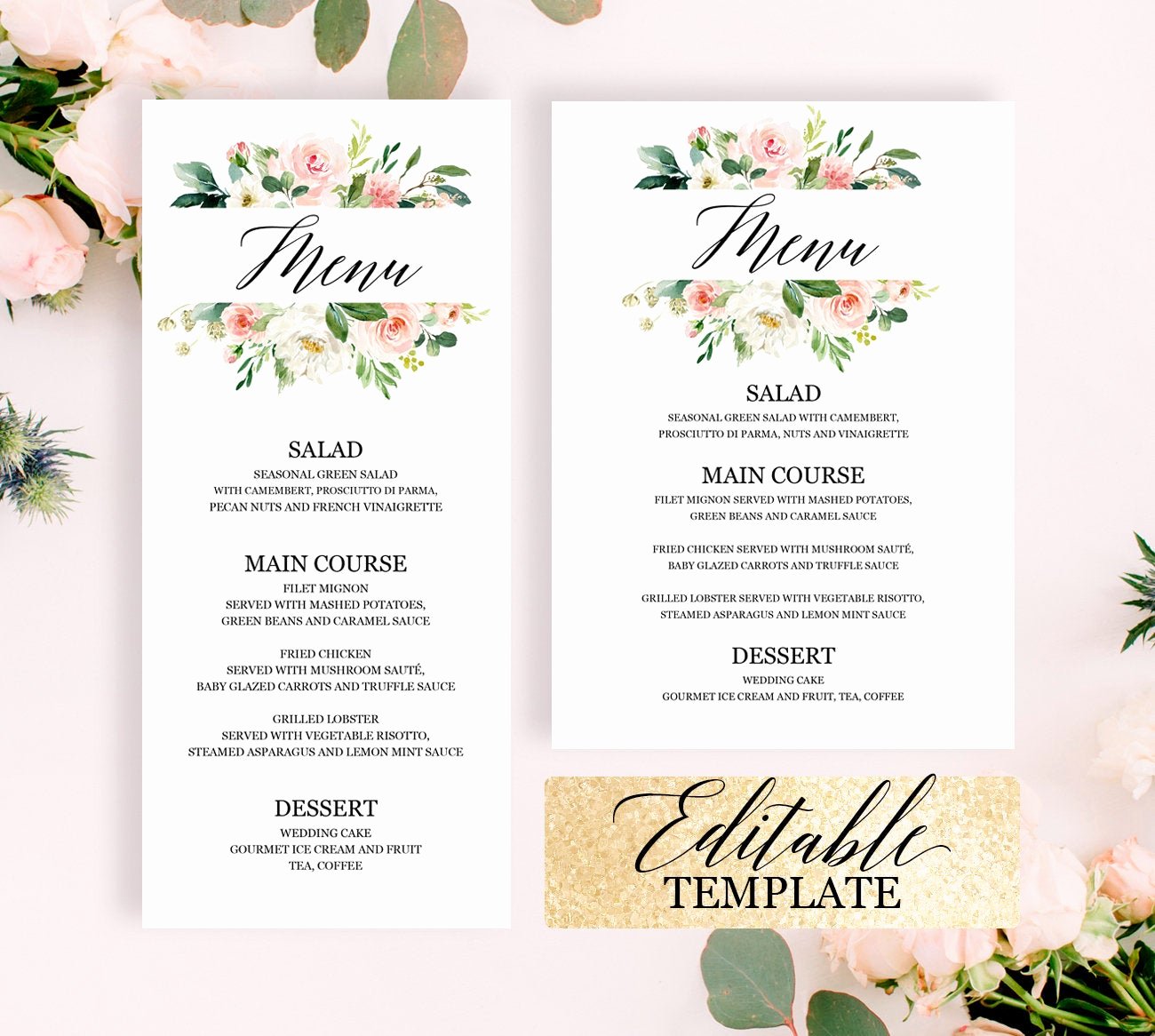 Bridal Shower Menu Template Luxury Bridal Shower Menu Template Editable Printable Blush Pink