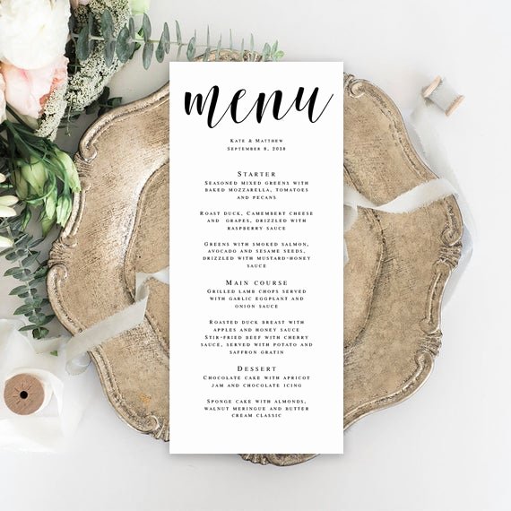 Bridal Shower Menu Template New Menu Card Template Wedding Template Bridal Shower Menu Wedding