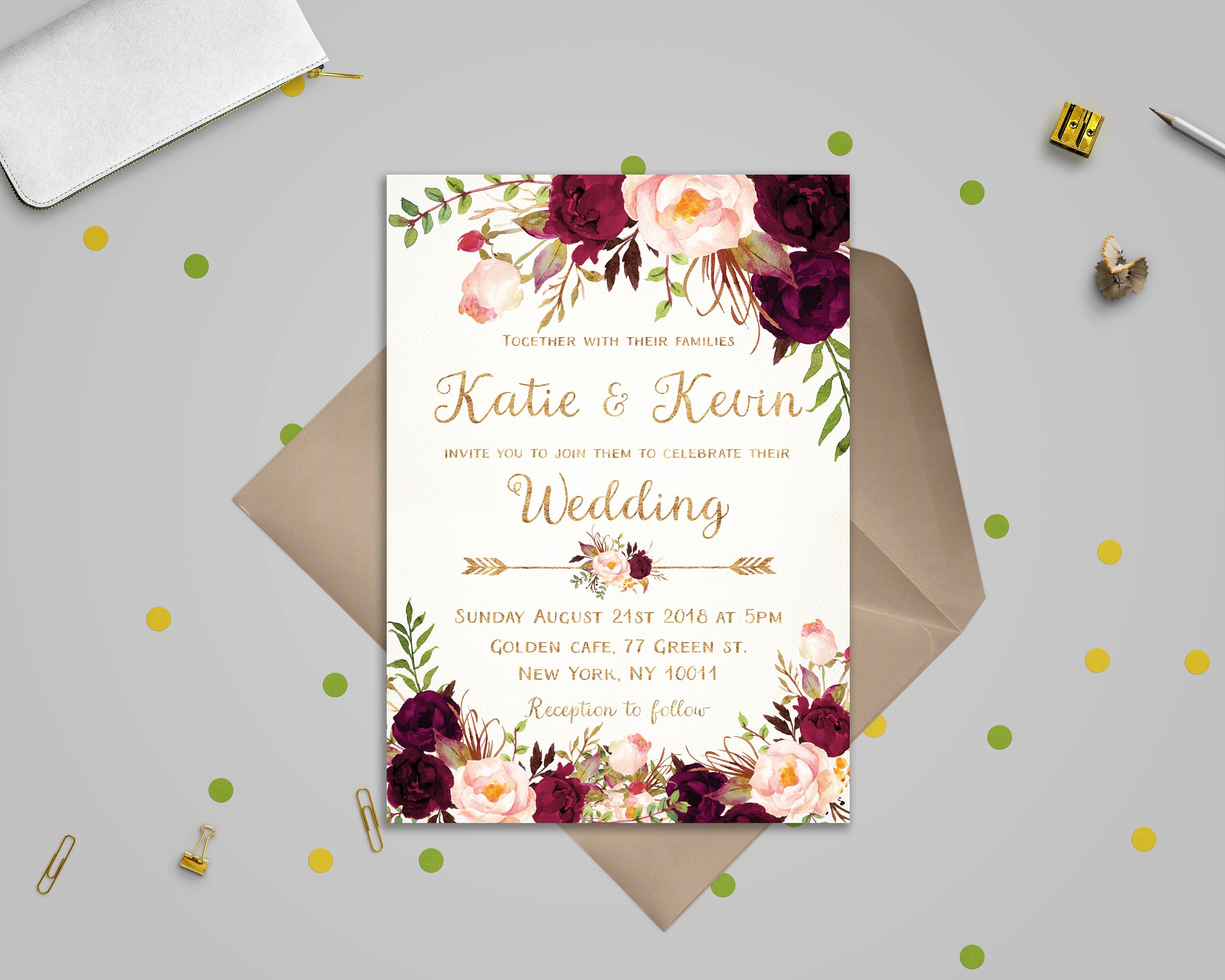 Bridesmaid Card Template Fresh Floral Wedding Invitation Template Wedding Invitation