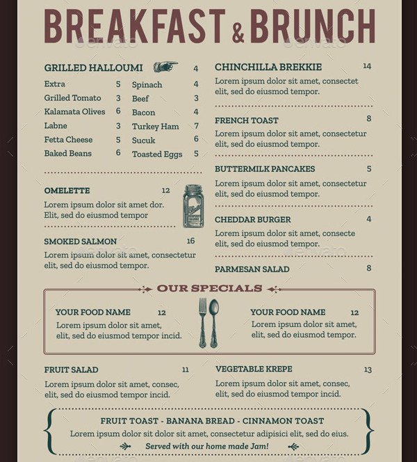 Brunch Menu Templates Beautiful Brunch Menu Template 21 Free &amp; Premium Designs Download