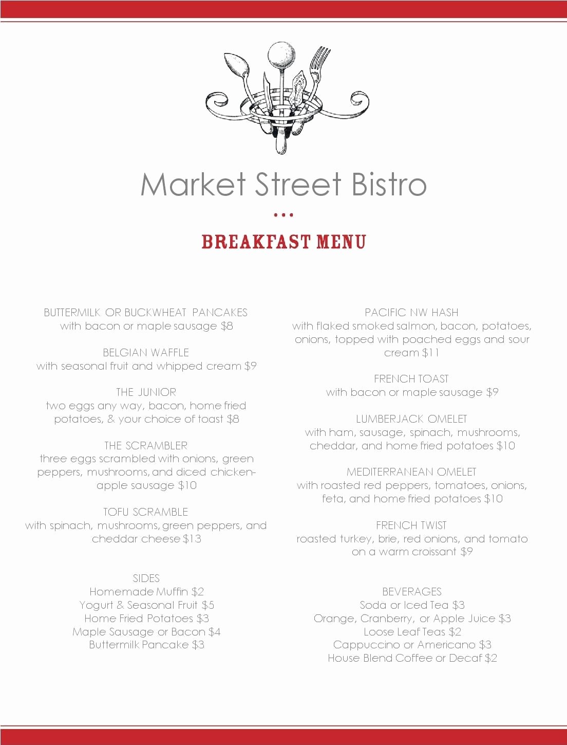 Brunch Menu Templates Inspirational Breakfast Menu format