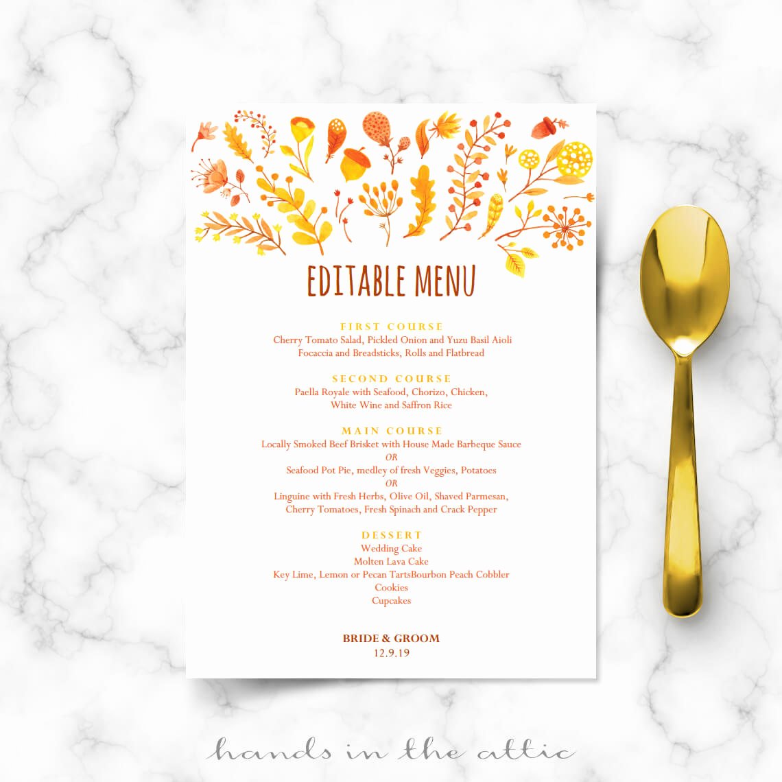 Brunch Menu Templates Unique Wedding Brunch Menu Template Printable Cards Fall Autumn