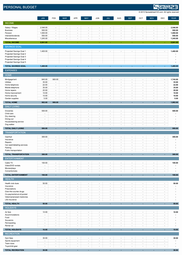 Budget Tracker Template New Personal Bud Spreadsheet