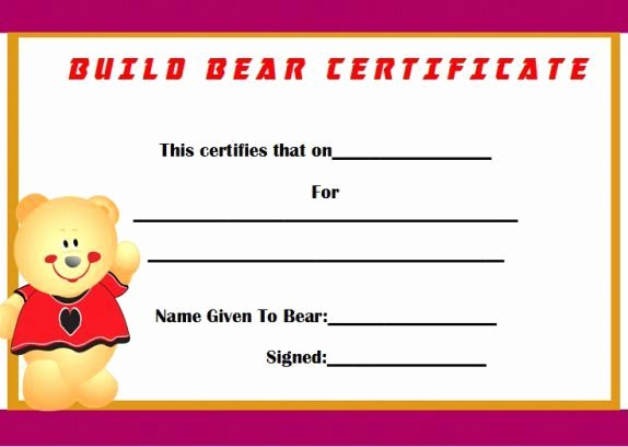 Build A Bear Birth Certificate Template Blank Best Of Build A Bear Certificate Template Birth Choice Image