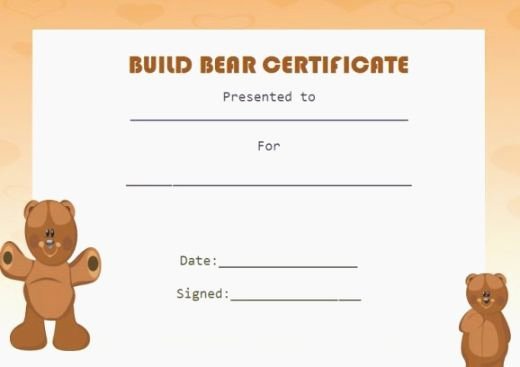 Build A Bear Birth Certificate Template Blank New top 37 Unusual Printable Build A Bear Certificate