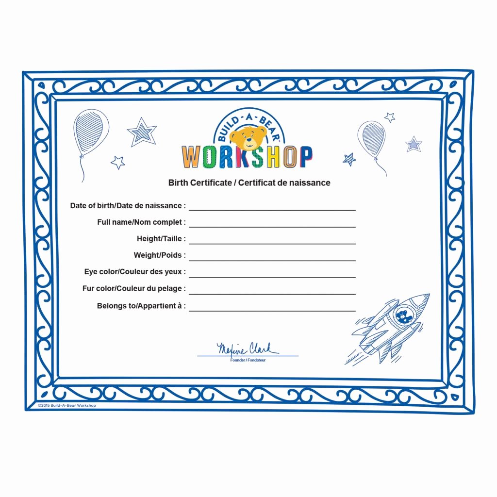 Build A Bear Birth Certificate Template Blank Unique Spin Master Build A Bear Build A Bear Workshop Furry