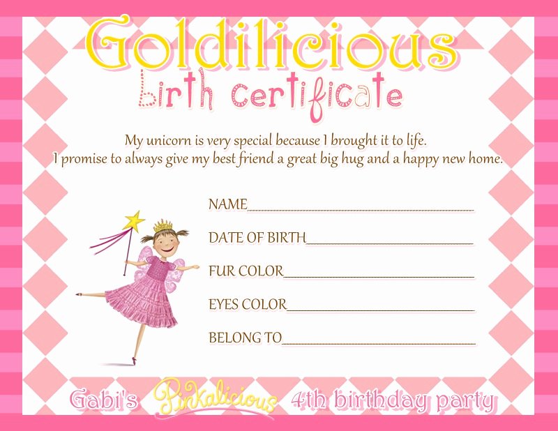 Build A Bear Birth Certificate Template Blank Unique Sweet Bambinos Real Party Pinkalicious Part Ii