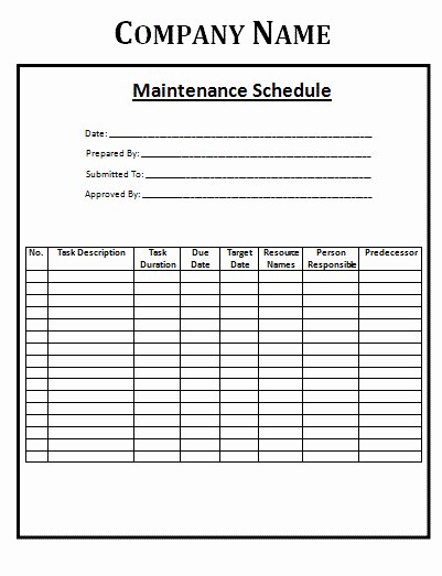 Building Maintenance Schedule Lovely Building Maintenance Schedule Template
