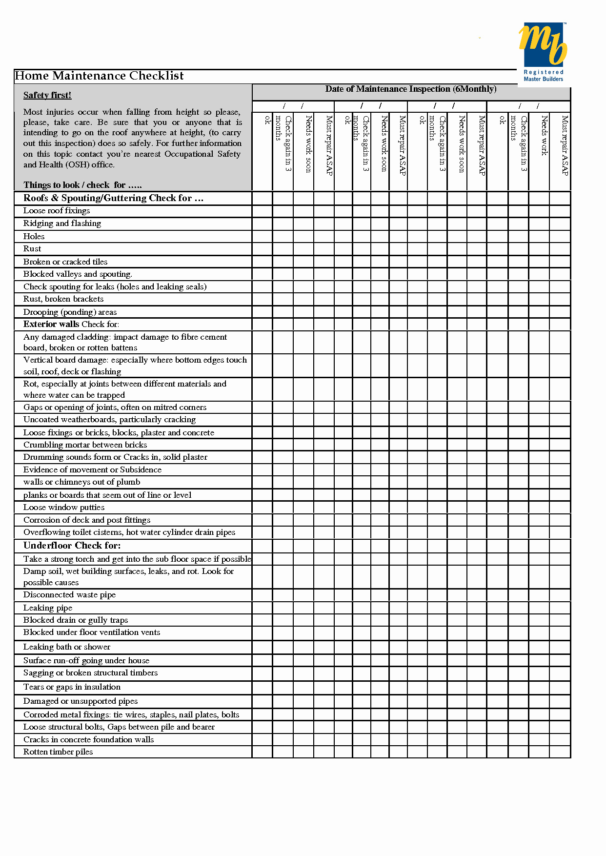 Building Maintenance Schedule Luxury Home Maintenance Checklist Printable