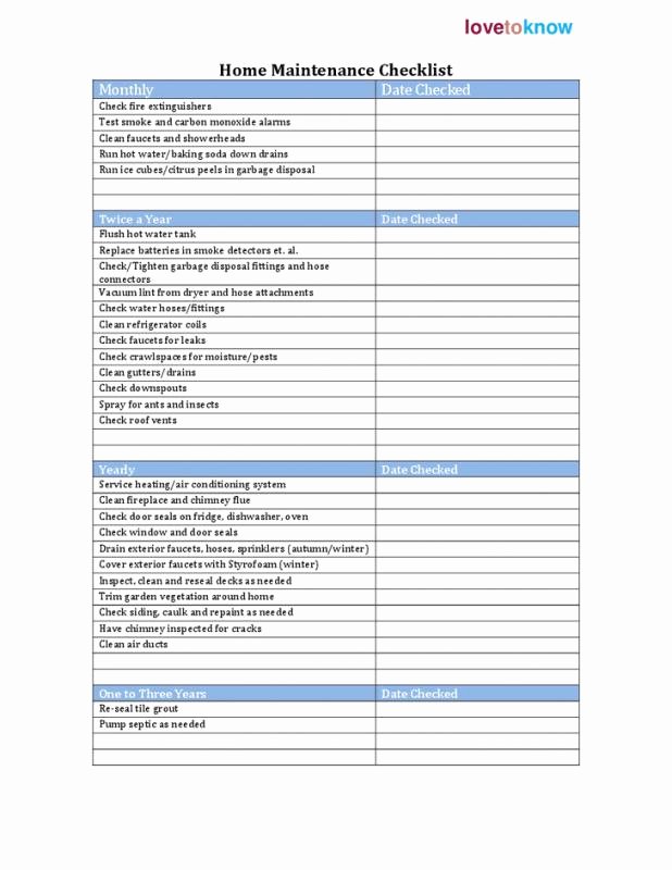 Building Maintenance Schedule Template Elegant Building Maintenance Checklist