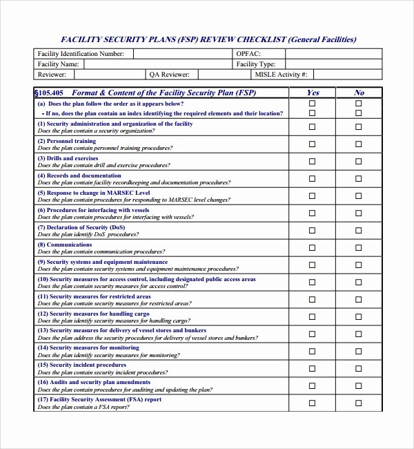 Building Security Checklist Elegant 10 Security Plan Templates