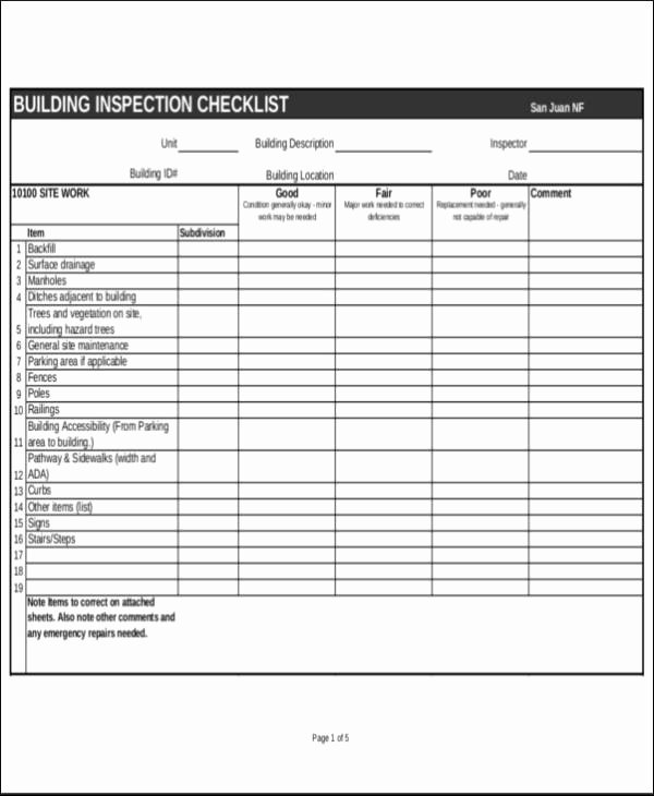 Building Security Checklist Fresh 23 Inspection Checklist Samples &amp; Templates Pdf Word