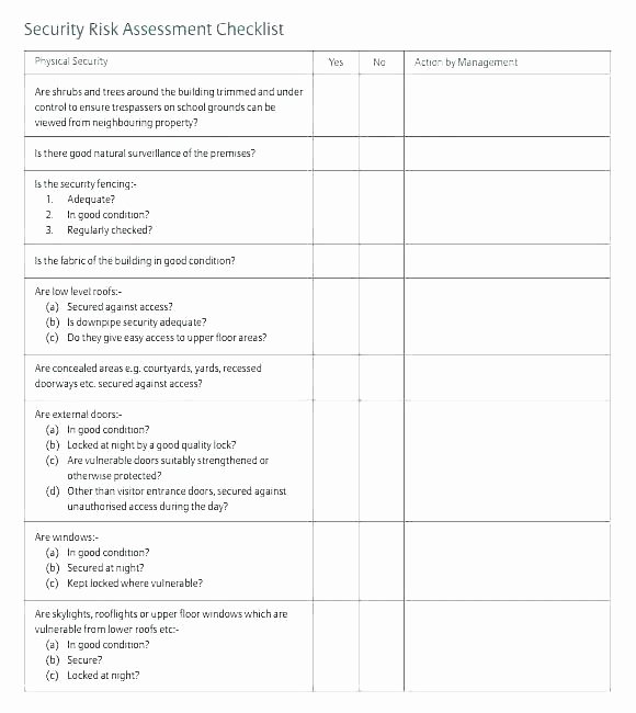 Building Security Checklist Inspirational Building Security Checklist Template Risk assessment