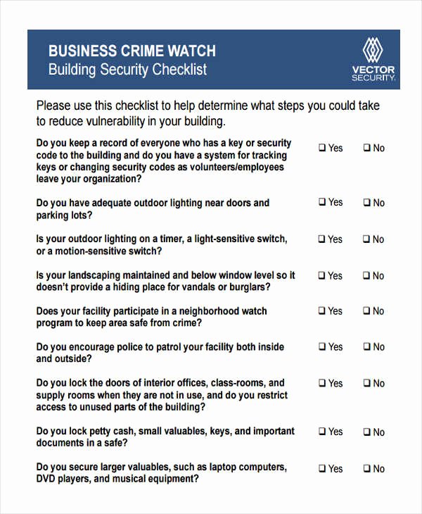 Building Security Checklist Template Beautiful 8 Building Checklist Templates Pdf Word format