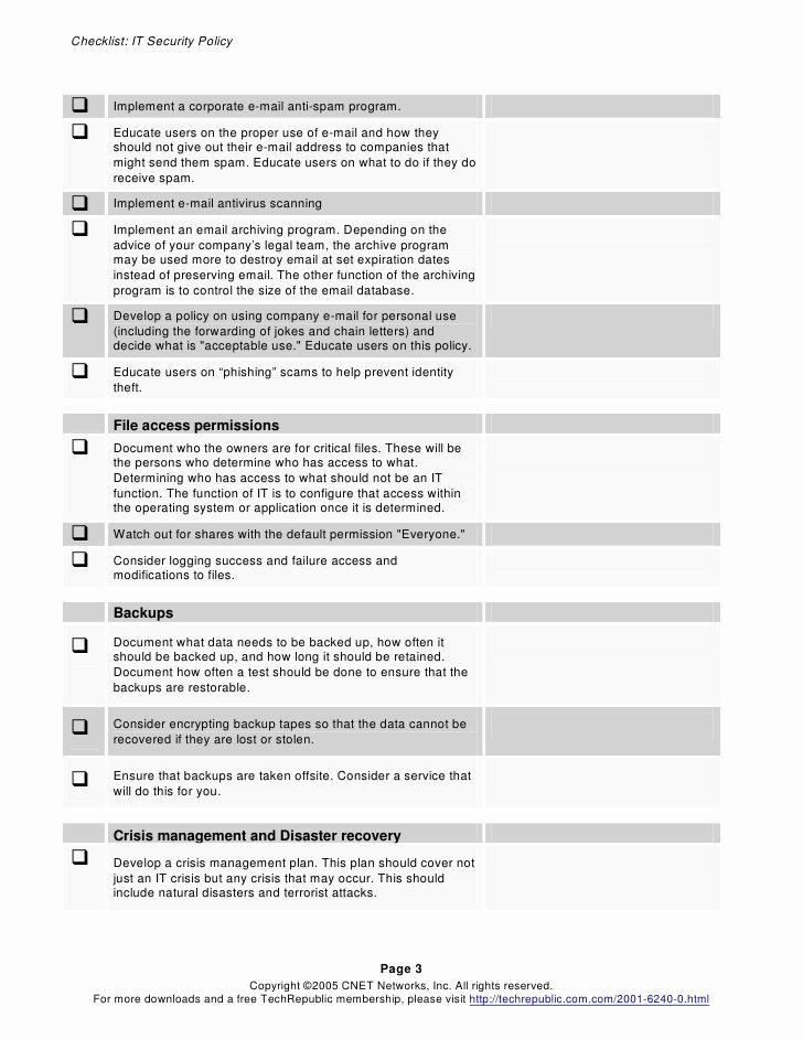 Building Security Checklist Template Beautiful Security Policy Checklist