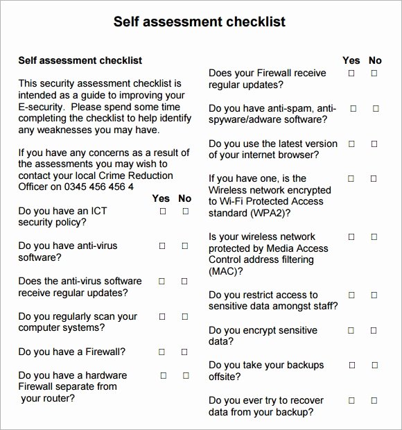 Building Security Checklist Template Elegant 7 Security assessment Samples Examples Templates