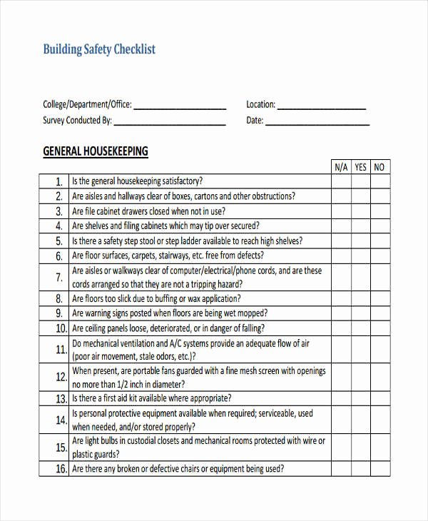 Building Security Checklist Template Lovely 8 Building Checklist Templates Pdf Word format